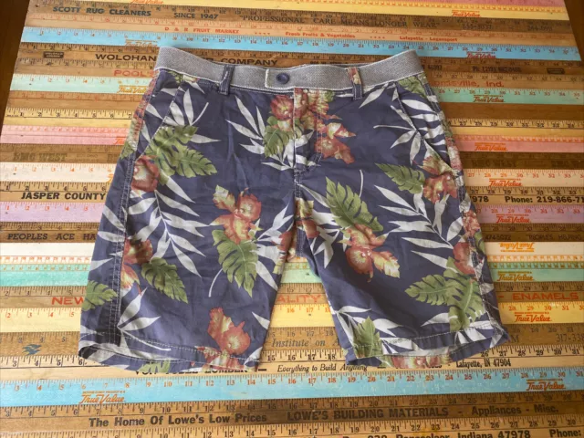 JET LAG  Mens Shorts 30 Cotton Blend Flat Front Hawaiian Floral Print Canvas “8