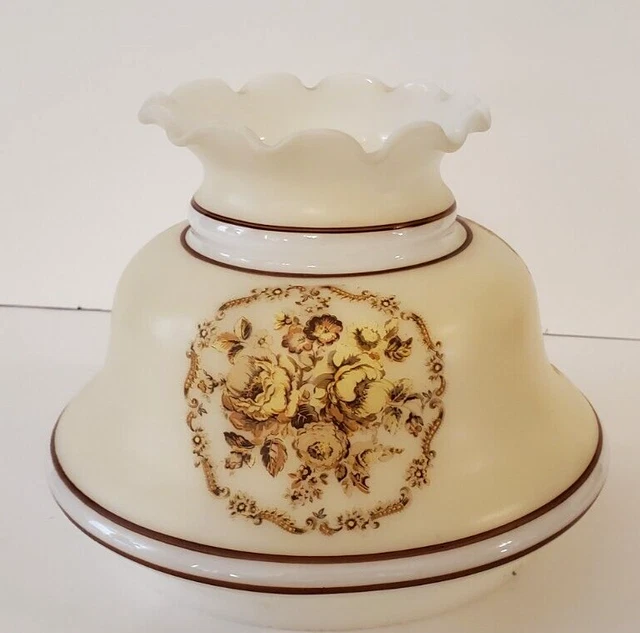 Vintage GWTW 6" Fitter Yellow Rose Wreath Oil Or Electric Glass Lamp Shade
