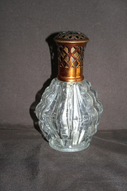 Lampe Berger Paris Ancienne En Verre Transparent Moulé - Bon état - Vintage