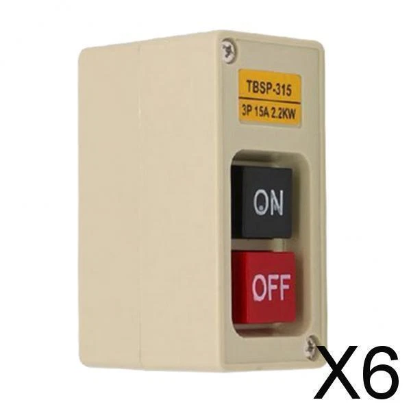 Interrupteur Bouton-Poussoir 3 Phases TBSP-330 30A 3.7kW - Marche/Arrêt Maintenu Pour Moteurs Triphasés - Boîtier Beige Robuste