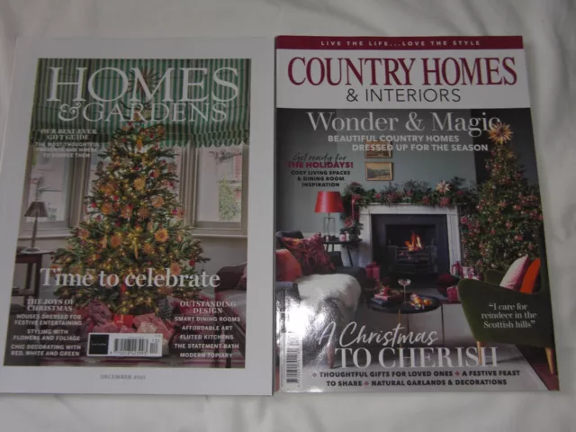 Homes & Gardens Dec 2021 and Country Homes & Interiors Dec 2020