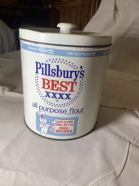 Vintage Pillsbury's Best XXXX All Purpose Flour Metal Tin Button Lid J L Clark