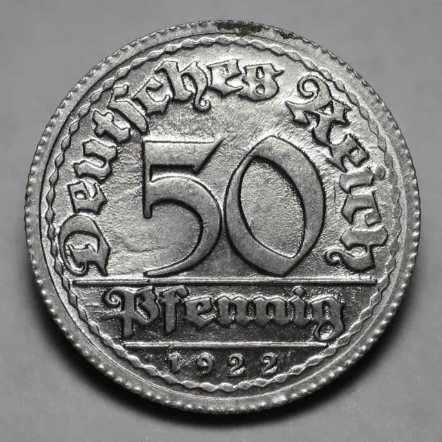 Germany Weimar Republic 1922 G 50 Pfennig KM#27 UNC-