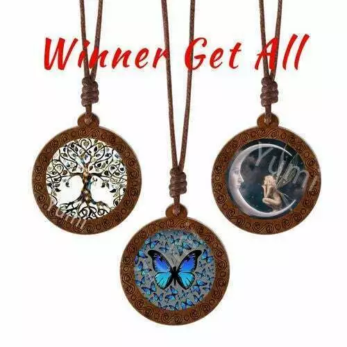 3pc Wooden Necklace Set Tree of Life Butterfly Fairy Angel Moon FREE SHIP ! ! !