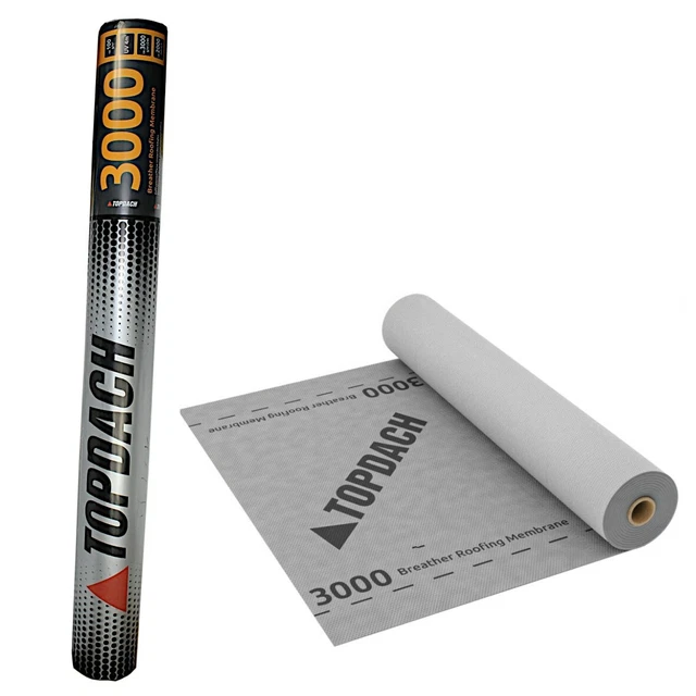 75m² TOPDACH 3000 De drielagige, zeer dampdoorlatende dakfolie Dakmembraan Onderdekking 100 g/m² Sd=0,02m