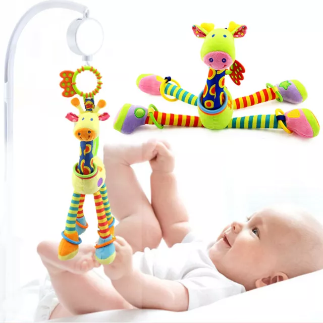 Infant Baby Handle Toys Handbells Rattles Soft Giraffe Animal Development