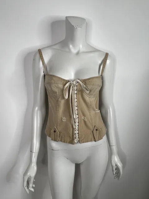 Vtg Dolce & Gabbana Light Brown Cotton Corset Top 44 L