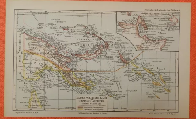 Bismarck-Archipel  Kaiser-Wilhelms-Land  Karte 1905 Deutsche Kolonien  Südsee