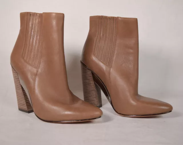 BCBG Max Azria Boots Metild Beige Brown Leather Heel Booties Shoes 6 M Womens