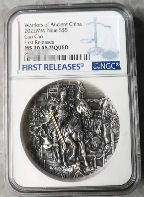 NGC MS70 FR Niue 2022 Romance Of The 3 Kingdoms CAO CAO 2Oz Silver Coin