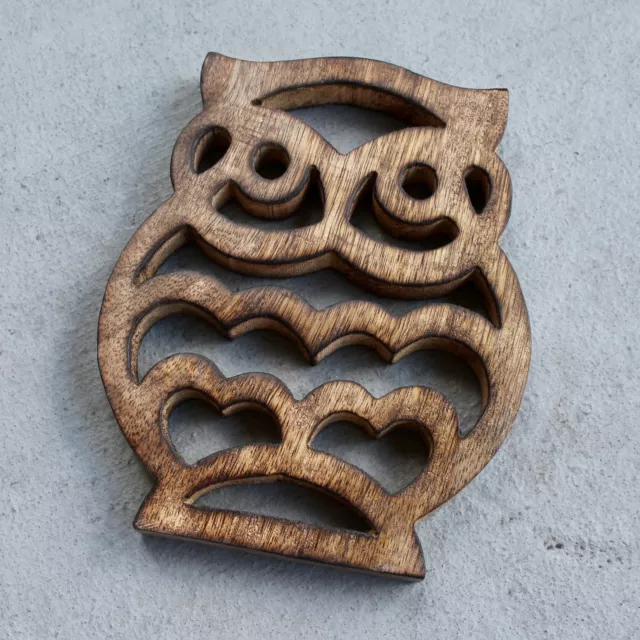 OWL Wooden Trivet bird shed decor Rustic Kitchen hot plate pot holder mom gift