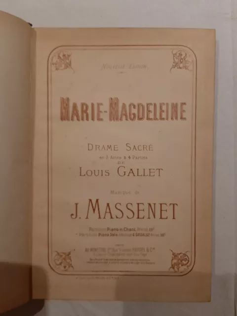 Louis GALLET - Jules MASSENET / MARIE-MAGDELEINE - DRAME SACRÉ / Partition