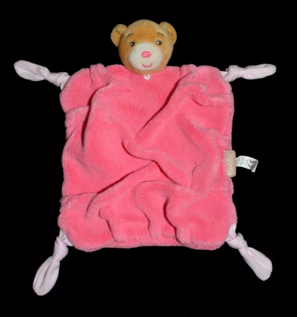 Doudou plat Ours plume rose fushia framboise Kaloo 4 noeuds