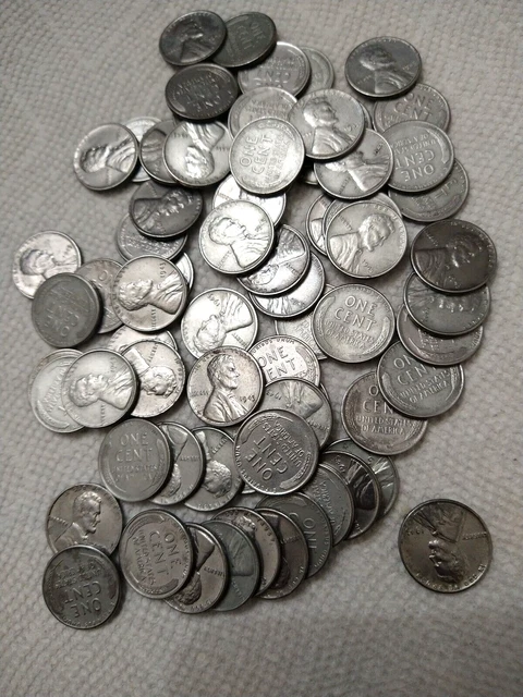 50 1943 P D S LINCOLN STEEL WHEAT CENT PENNY ROLL 50 COINS lot 100 - 500 - 1000