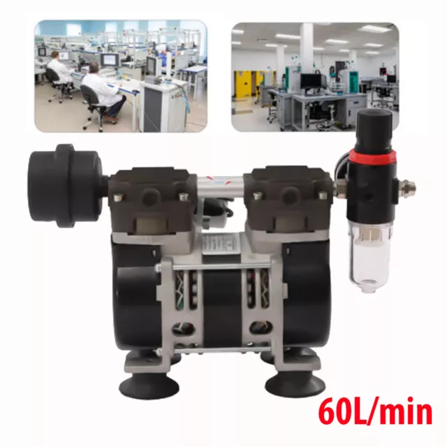 Lab Vacuum Pump Oilless Oil Free Medical Mute Vacuum Pump w/ Air Filter 200 Watt