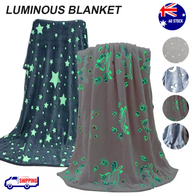 Fleece Blanket Glow in the Dark Large Sofa Throw Soft Warm Faux Fur Mink Kids AU