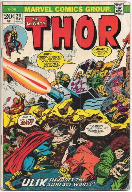 The Mighty Thor Comic Book #211 Marvel Comics 1973 VERY GOOD