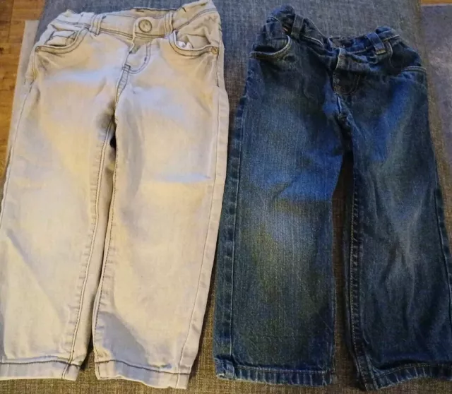 2 Paar Jungen Kleinkind Baby Kinder Kinder Jeans blau & grau 18-24 Monate 1,5-2