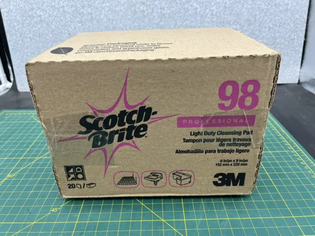 3M Scotch Brite Scouring Pad 98, 6" x 9", White - BOX of 20