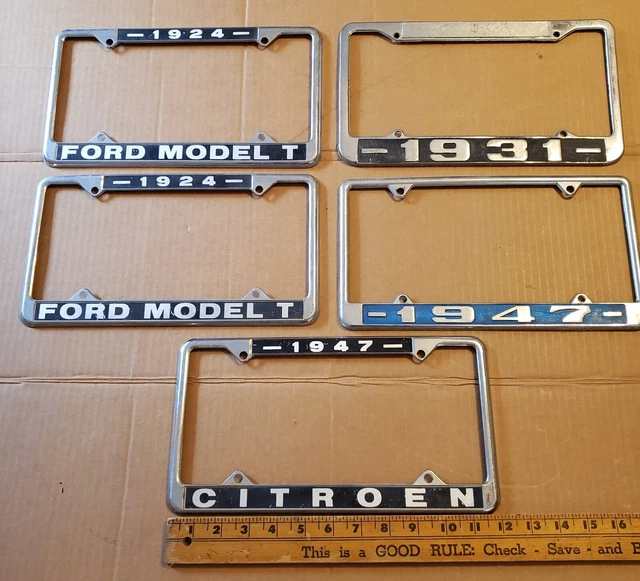 1924 Model T - 1947 Citroen - 1931 - 1947 License Plate Frames Lot of 5 1924 Model T - 1947 Citroen - 1931 - 1947 License Plate Frames Lot of 5
