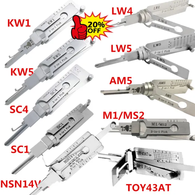 Original 2-in-1 Lishi Tool KW1,KW5,AM5,M1/MS2,SC1,SC4,LW4,LW5,TOY43AT,NSN14V.2