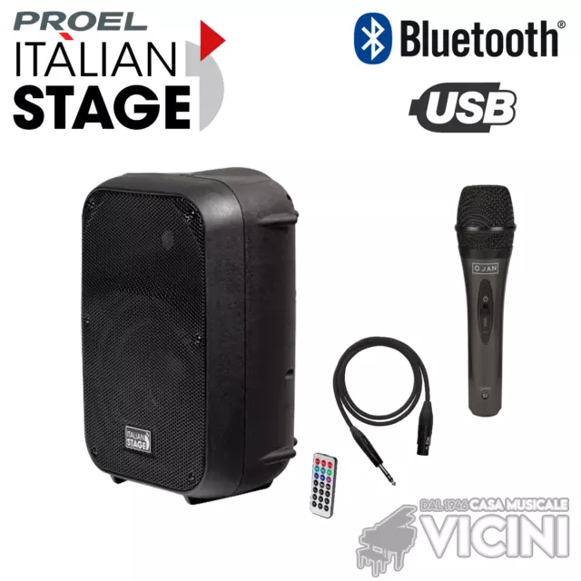 PROEL Cassa Amplificata 300watt Bluetooth USB + Microfono Cavo Karaoke Canta tu