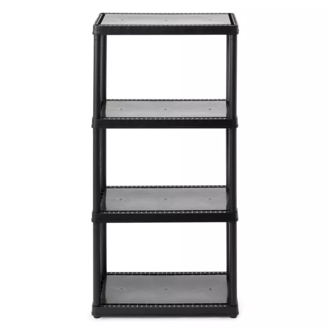 Gracious Living 4 Shelf Fixed Height Solid Light Duty Home Storage Unit, Black