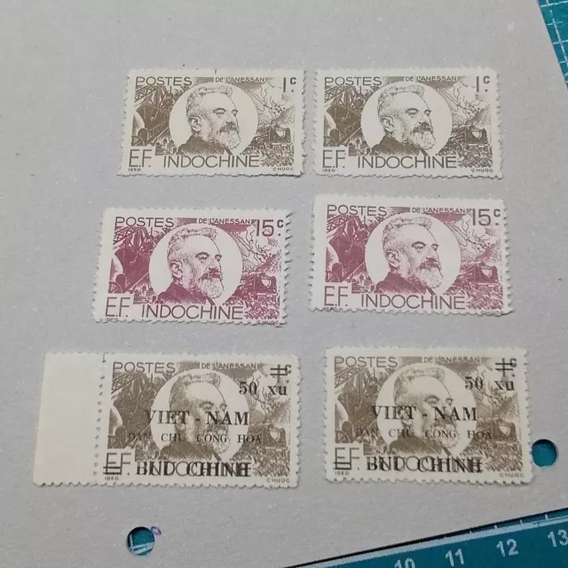 Timbres Indochine 1944-1946 Gouverneur Générale DE LANESSAN NEUFS et Refrappés