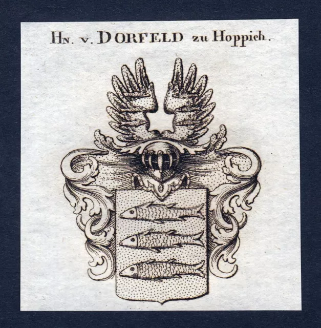 Env. 1820 Dorfeld Pour Hoppich Armoiries Adel Coat De Arms Gravure sur Cuivre