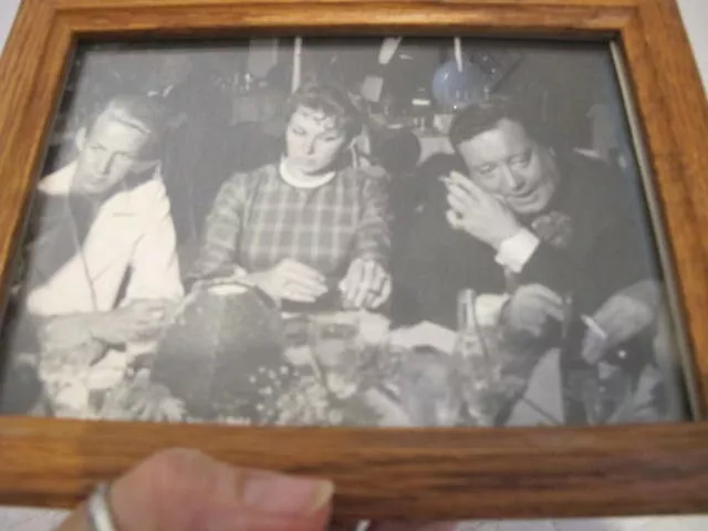 Vtg 5x7 Black & White Jackie Gleason Dining w 2 Ladies & Smoking Photo