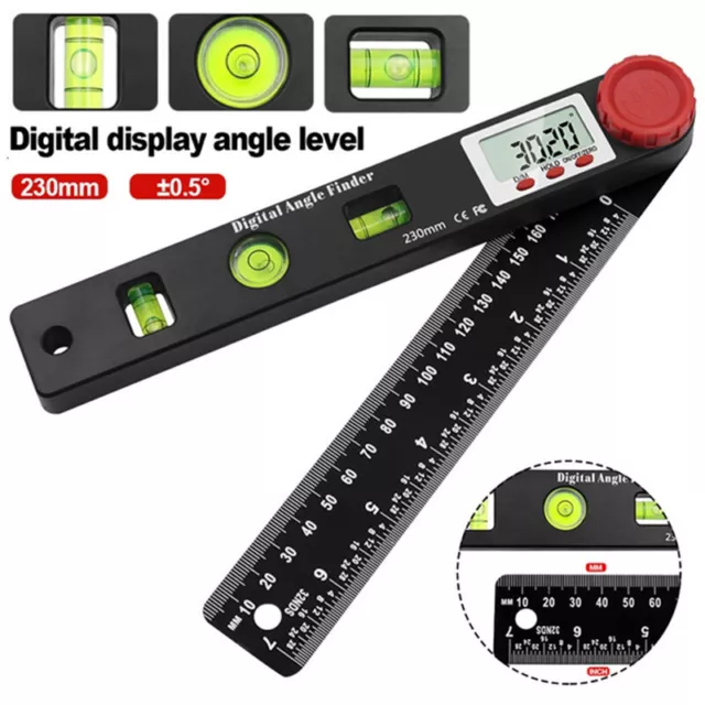 4 In 1 Digital Display Angle Ruler Woodworking Tool w/ Spirit Level Square Ruler