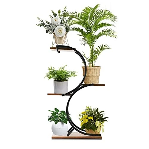 CHPHI Plant Stands Plant Stand Indoor 4-Tier wrought iron Plant Stand Green
