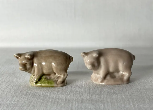 2 Vintage Wade Whimsies Porcelain Ceramic Ornament Figurines Both Pigs