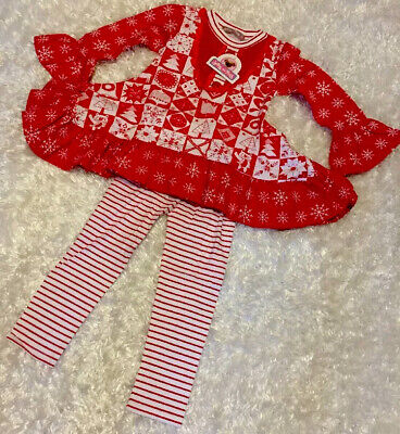 Jelly The Pug Girls Holiday Outfit Set Sz 5 Becca Knit Tunic Dress Leggings NWT