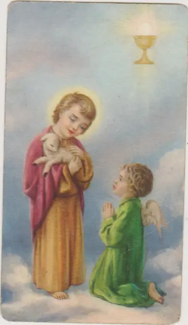 Image Pieuse Holy Card Santini/Enfant Jesus Tenant Un Agneau-Petit Ange