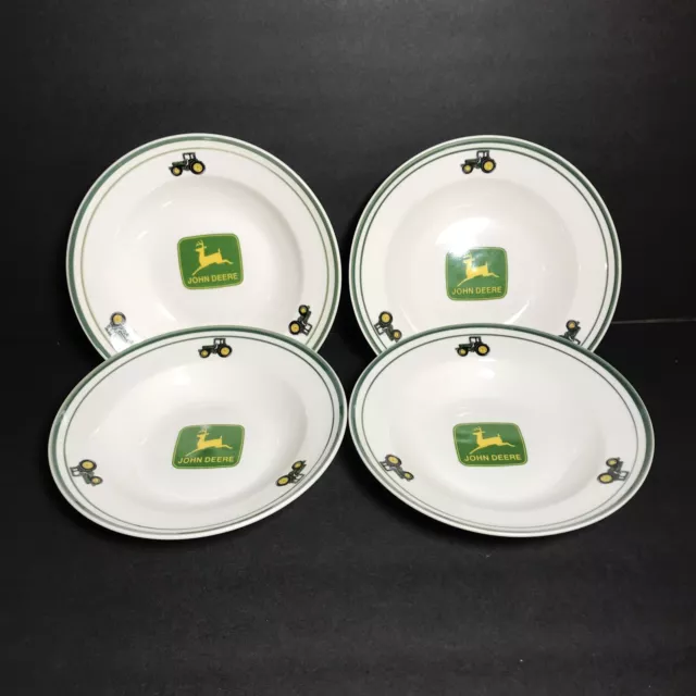 Set of 4 Gibson ~ JOHN DEERE TRACTOR ~ Large Rim Soup Cereal Salad Bowls 9"  EUC