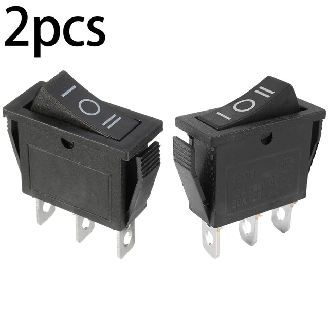 Interrupteur à Bascule Momentané 12V 25A SPDT (ON)-OFF-(ON) - 3 Broches - Avec Capuchon Étanche - Pour Voiture, Bateau, DIY - Lot De 2