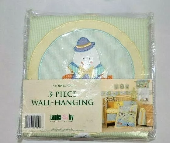 Lambs and Ivy 3-Piece Fabric Wall Hanging NEW Storybook 2006.  8.5" x 9.5"