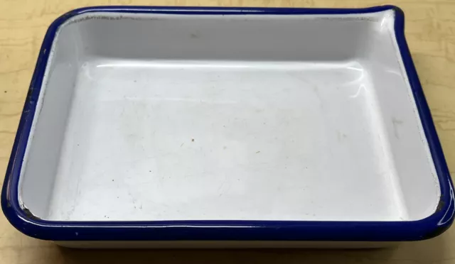 "Bandeja fotográfica vintage resistente al ácido CESCO, esmalte azul/blanco 8"" x 6"