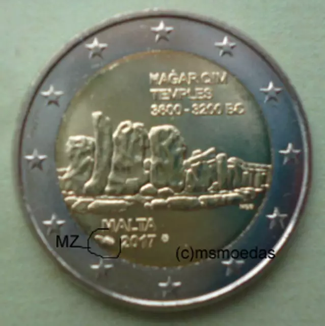 Malta 2 Euro Gedenkmünze 2017 Hagar Qim Tempel Euromünze Münzzeichen MdP