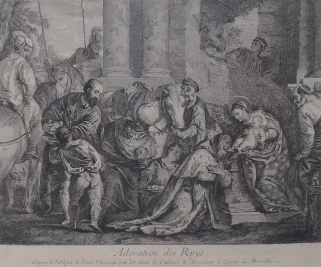 Paolo Veronese Original 18th Century Adoration of the Kings Religious Etching