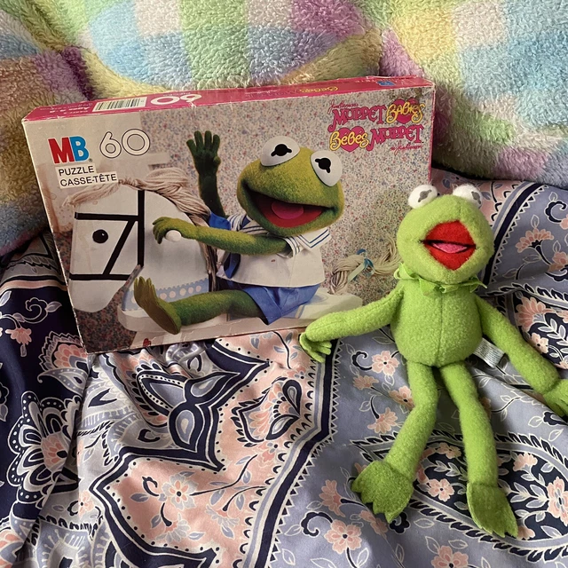 Vintage Kermit the Frog Puzzle Plush Lot 80’s Muppet Babies Stuffed Animal Toys