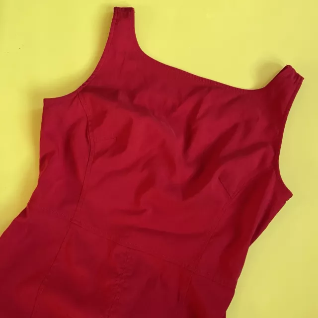 Vintage 90’s Express Solid Red Sleeveless Sheath Dress Size 7/8