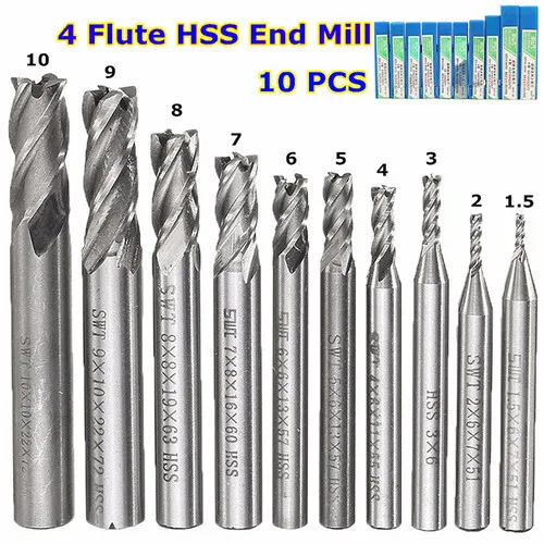 10X Tungsten Carbide 4 Flutes HSS End Milling Cutter Slot Drill Bit 1.5-10mm TU