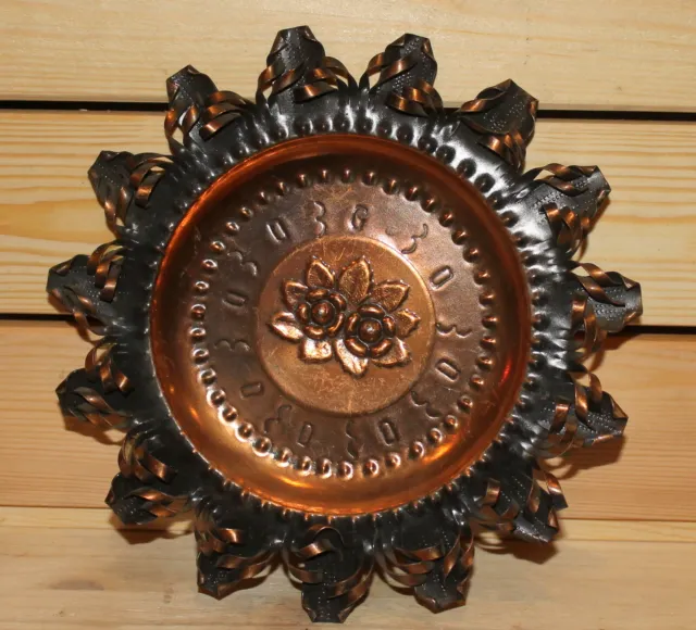 Vintage copper floral wall hanging plate