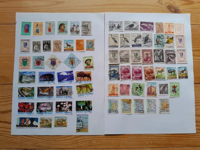 Angola - Stamp Collection On Two Album Pages