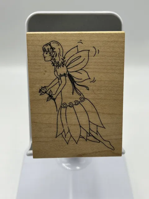 Wood Mounted Rubber Stamp Print. Princess  Fairy Card Making, Decoupage Crafts.