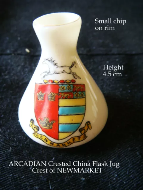 ARCADIAN made Crested China Flask Vase with crest of NEWMARKET