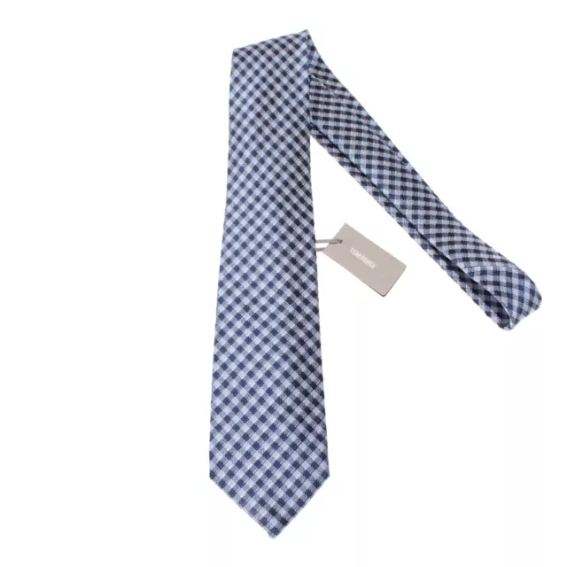Tom Ford NWT Neck Tie in Blues/White/Black Check 100% Silk Made in Italy