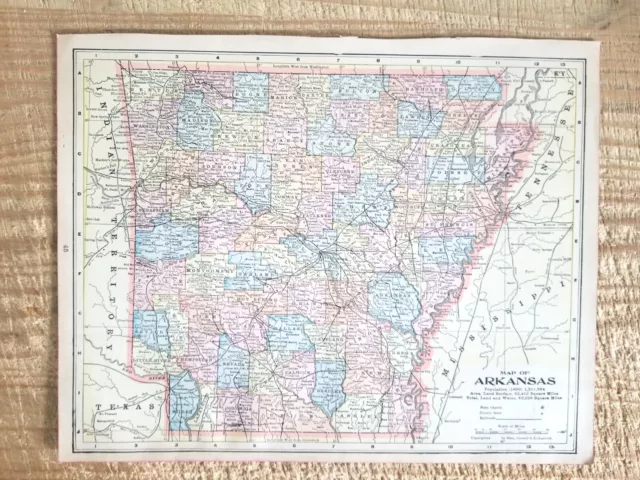 Arkansas, Louisiana and Mississippi 1883 Map 16x24 Inch / Fine Art Paper /  No Frame